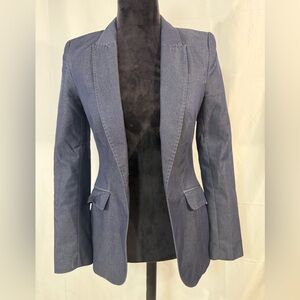 H&M Navy Blue Open‎ Front Tailored Blazer Jacket Women’s 4 Polka Dot Workwear